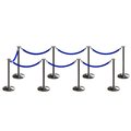 Montour Line Stanchion Post and Rope Kit Sat.Steel, 8 Flat Top 7 Blue Rope C-Kit-8-SS-FL-7-PVR-BL-PS